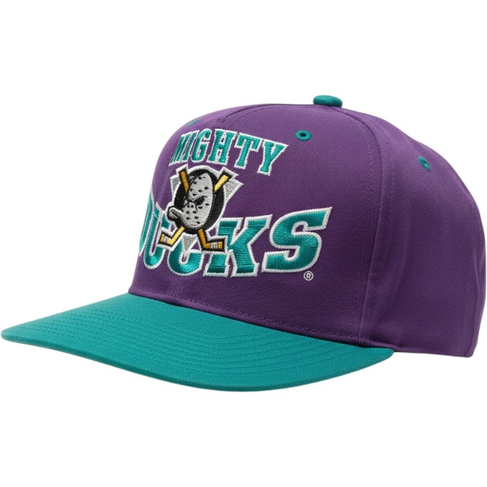 NHL Men's Purple/Teal Mighty Ducks Snapback Baseball Cap Adjustable One Size.